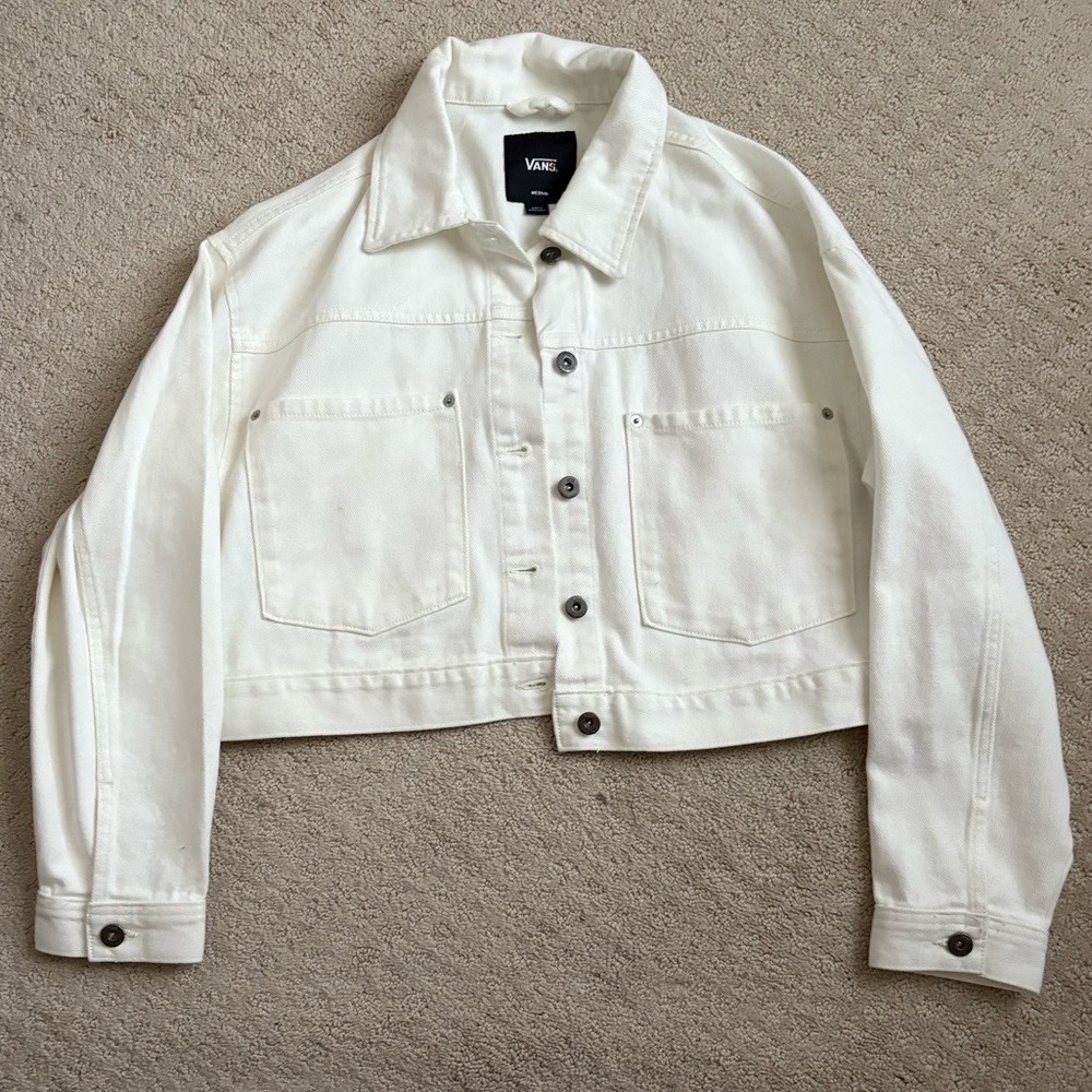 Vans white cropped denim jacket size Medium
